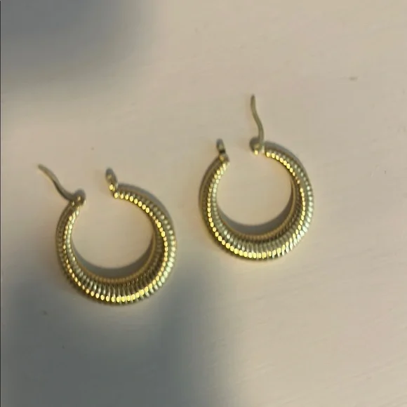 Uncommon James Gold Textured Hoop Earrings - Picture 2 of 3